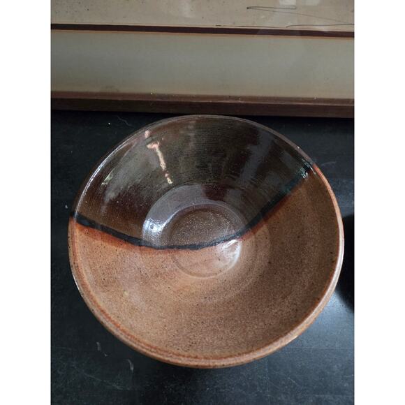 Set of 2 MAM Studio Pottery Bowls Brown Glaze Handmade 7.5" & 4.75" Signed - Picture 3 of 10